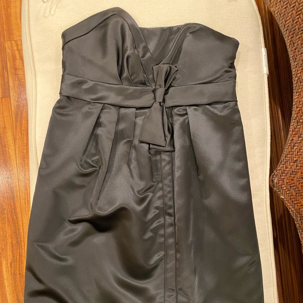 BCBG Black Satin Strapless Audrey mini dress size 12